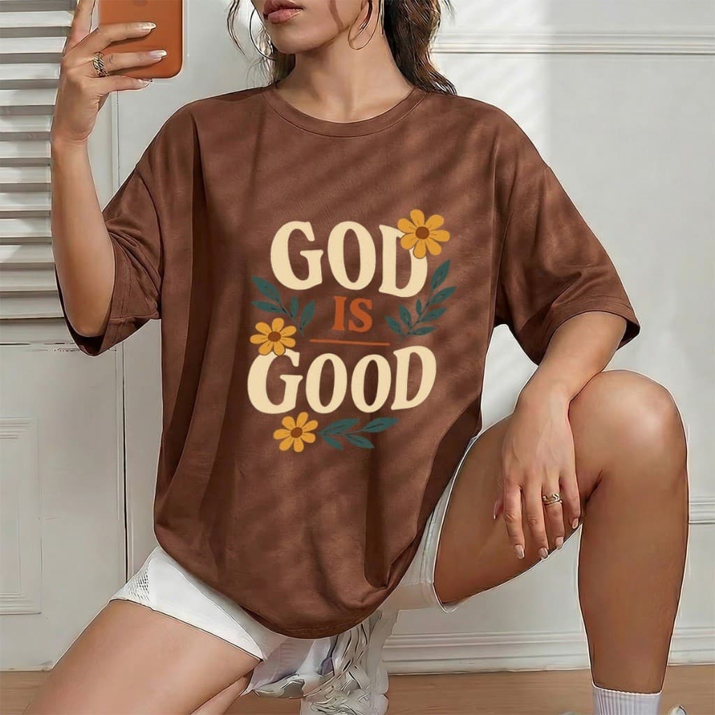 Camiseta Streetwaer Feminina God Is Good T-shirt Frase Gospel Deus é Bom Gringa Envio Rápido
