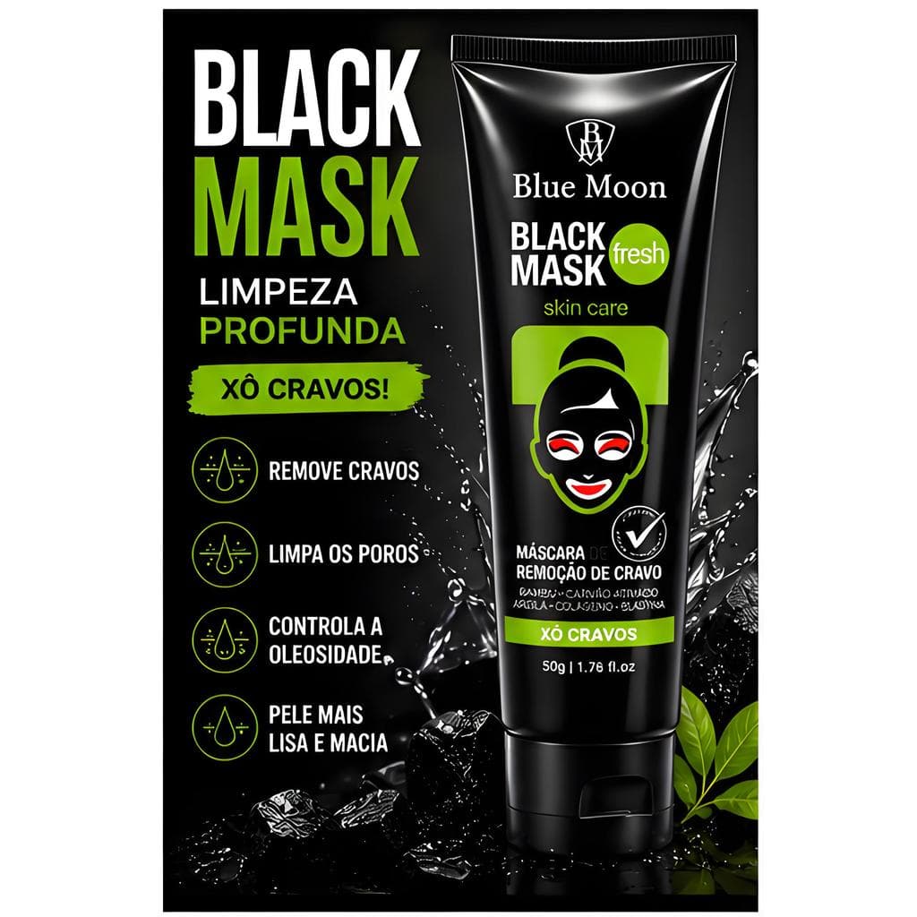 Kit 1 Unidade Máscara Black Peel Off Remove Cravos Limpeza Profunda Controle de Oleosidade 50g