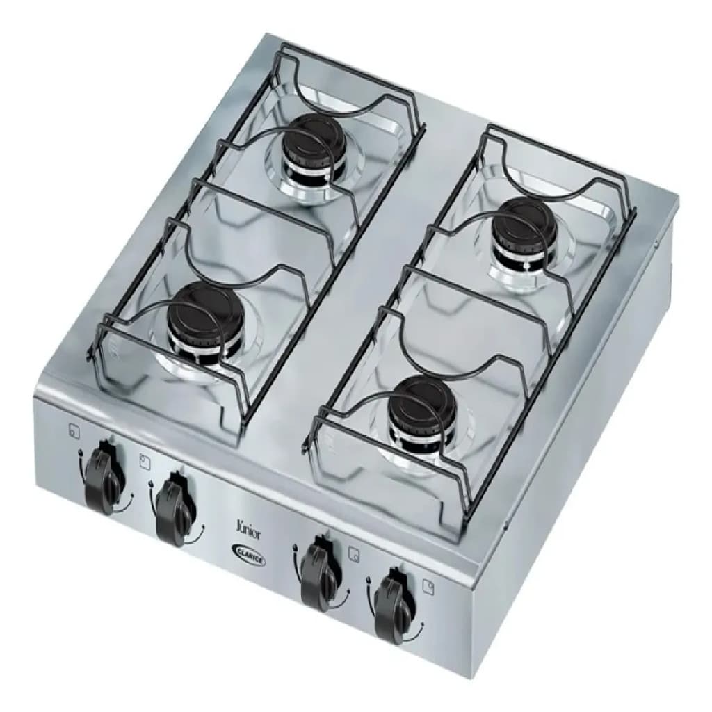 Fogão À Gás Clarice Junior 4B Mesa Inox Manual Bivolt-Inox