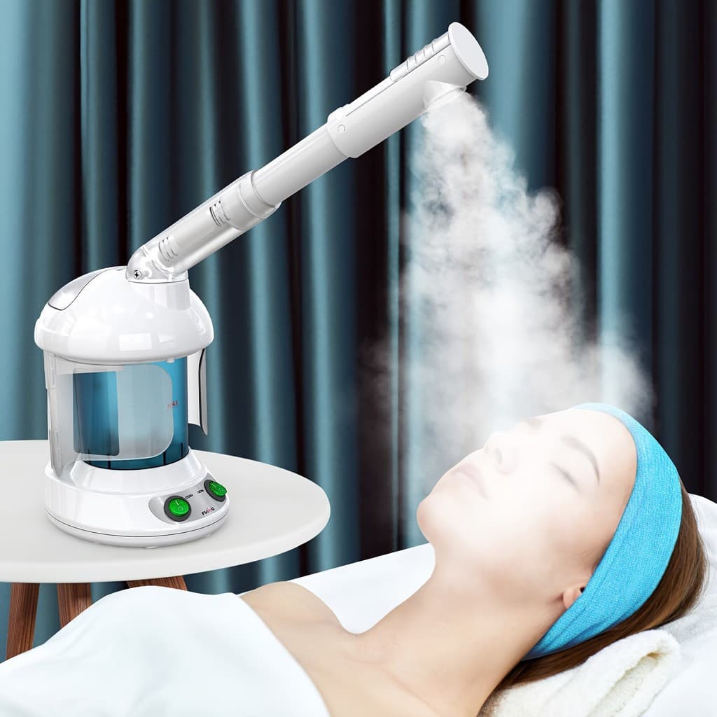 Facial Steamer，Nano-Ion Facial Steamer，For deep facial care at home，Portable360Facial Steamer °   A set of rotating arms