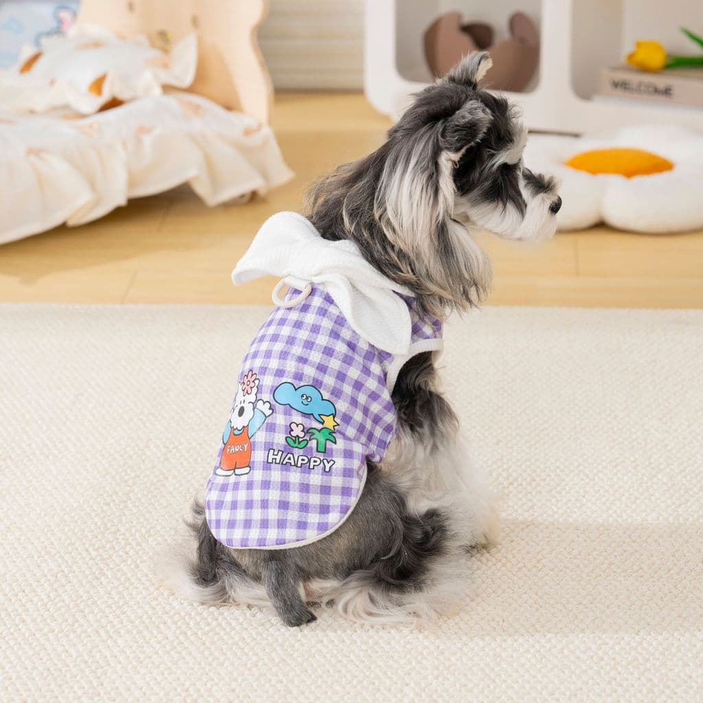 Roupas para cães 2026 novo estilo primavera roupas filhote de cachorro verão arco tração camisa xadrez pequeno colete bo