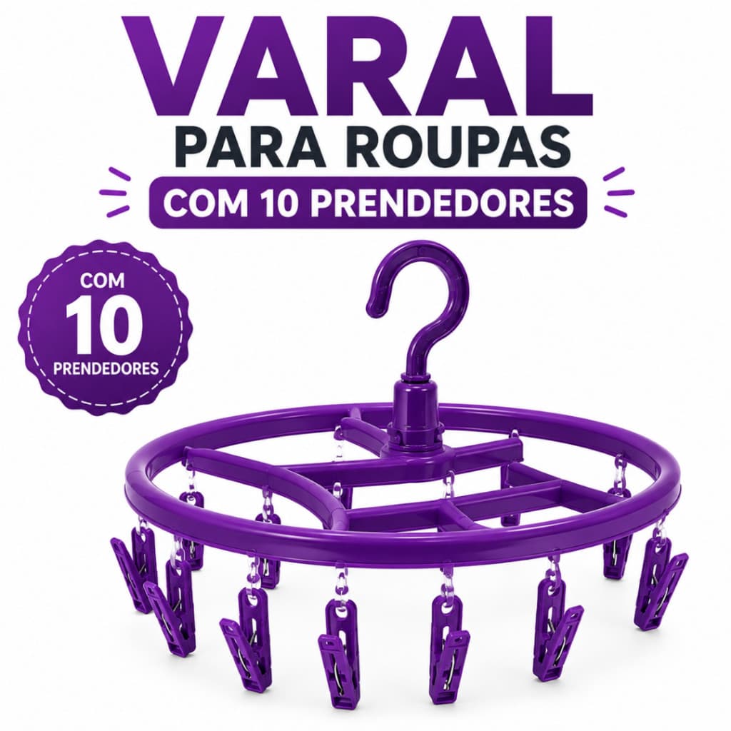 Varal de Roupas Intimas | Varal 10 Prendedores | Varal Oval