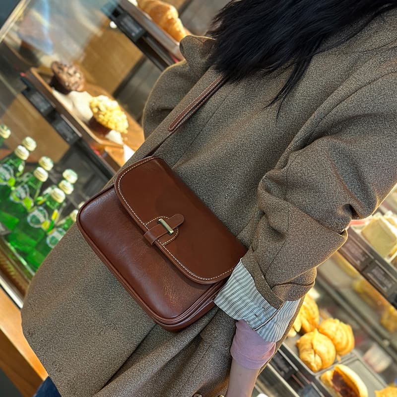 Bolsa de couro genuíno genuíno feminina bolsa Diagonal 2023 novo estilo na moda bolsa feminina pequena bolsa quadrada Hi