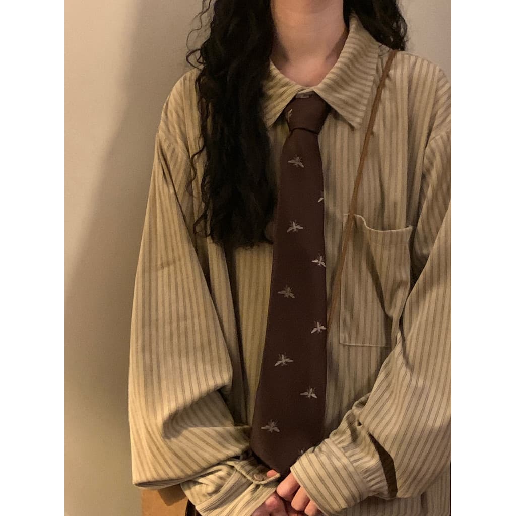 NAGA caseiro outono japonês Retro masculino feminino estilo Preppy solto Casual listrado camisa de manga comprida jaquet