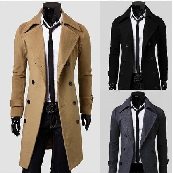 [M-5XL] 2026 Novo estilo masculino trespassado Ni blusão de comprimento médio Slim Fit jaqueta Casual