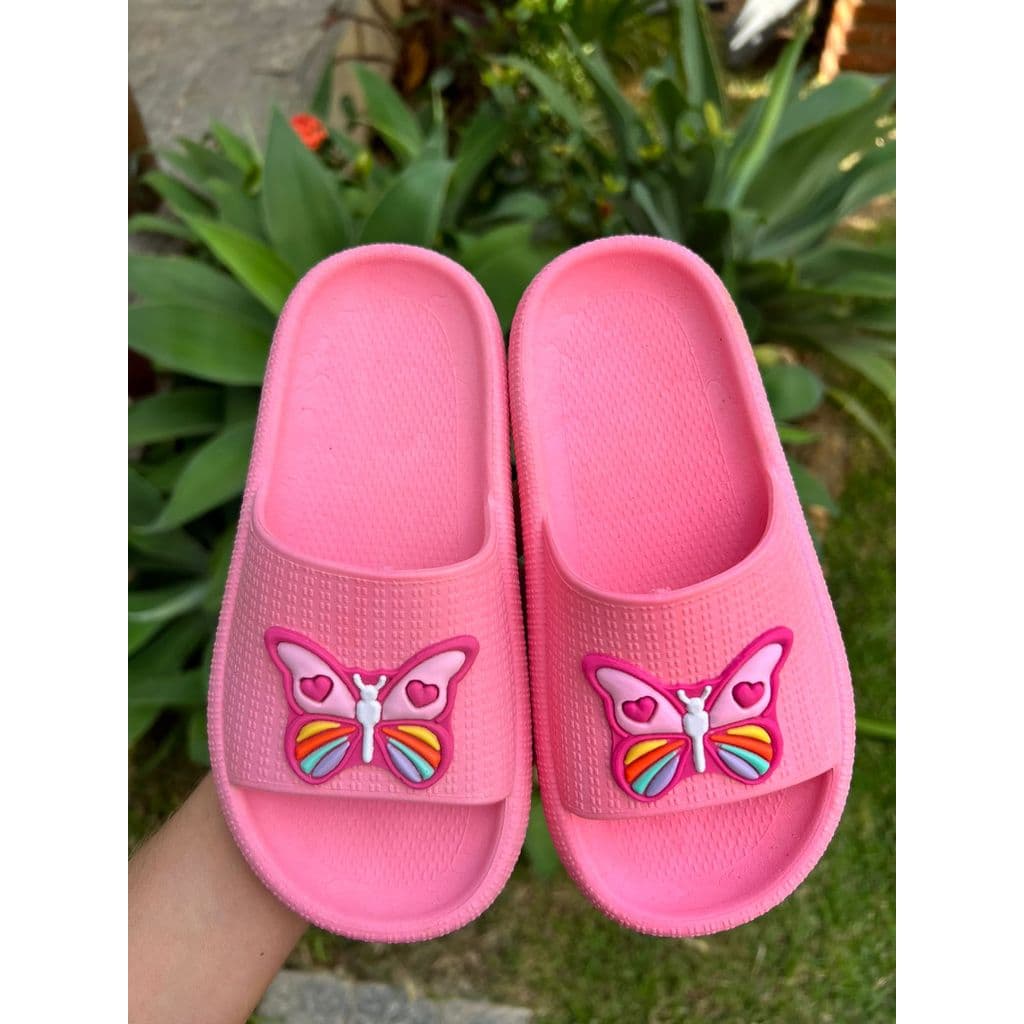 Chinelo Slide Nuvem Infantil Borboleta Sandália Macia