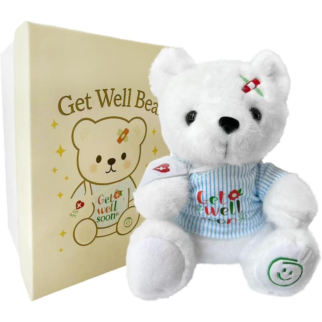 Urso de Pelúcia para Recuperação, Urso de Pelúcia com Caixa de Presente para Crianças, Urso de Pelúcia Branco Macio para