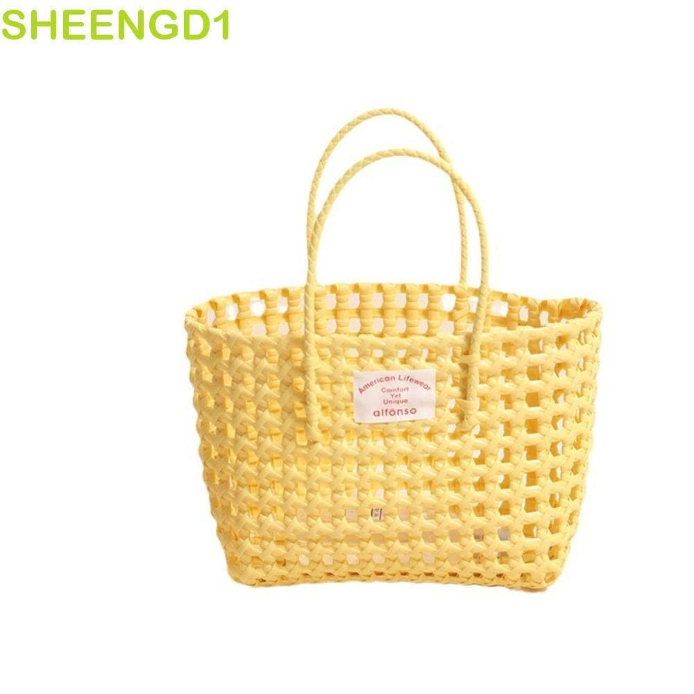 SHEENGD1 Bolsa De Tecido Oco , Sacola De Praia Estilo Férias Boêmio , Balde PVC