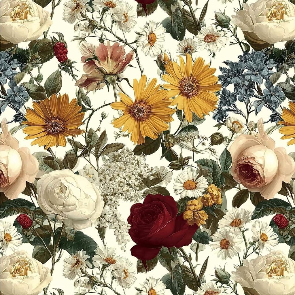 Papel de Parede Floral Autoadesivo Livebor, Papel de Contato Floral Vintage 16.9inx118.1in, Papel de Parede Floral Boho