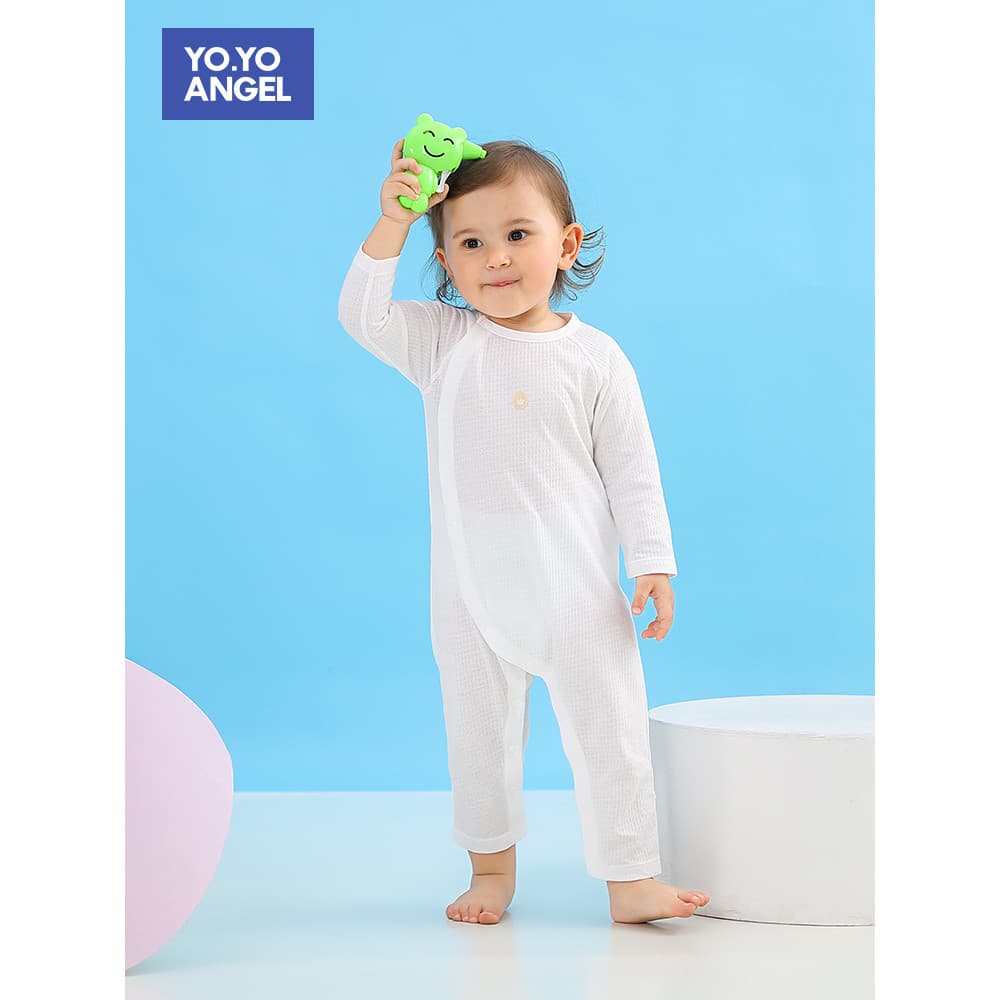 Macacão de bebê verão estilo fino algodão puro 0-1 anos 2 roupas de bebê roupas de verão criança macacão de manga compri