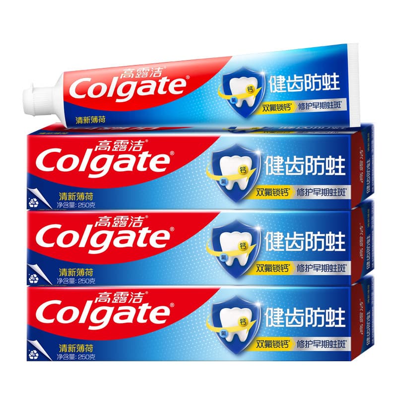 Colgate dente saudável Anti-cavidade pasta de dente sabor menta fresca bloqueio de flúor duplo reparação de cálcio cavid