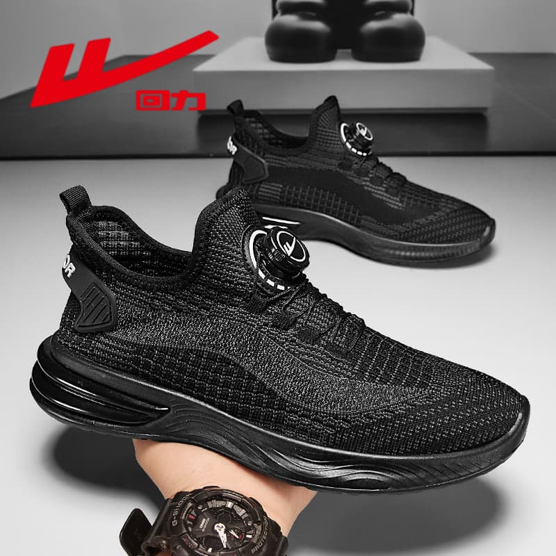 Puxar para trás sapatos masculinos primavera botão rotativo malha respirável sapatos casuais masculinos na moda All-Matc