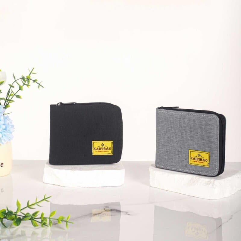 carteira masculina com ziper carteira masculina Nova lona masculina pequena carteira curta simples zíper carteira titula