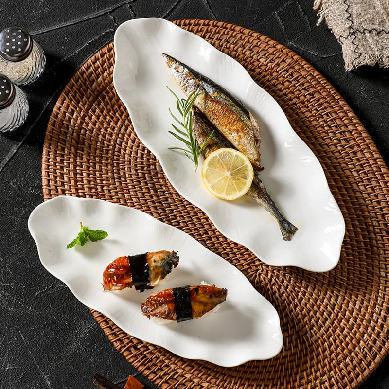 Japonês criativo Sushi lanche pão pastelaria ocidental simples prato de peixe doméstico High-End placa plana Hotel talhe
