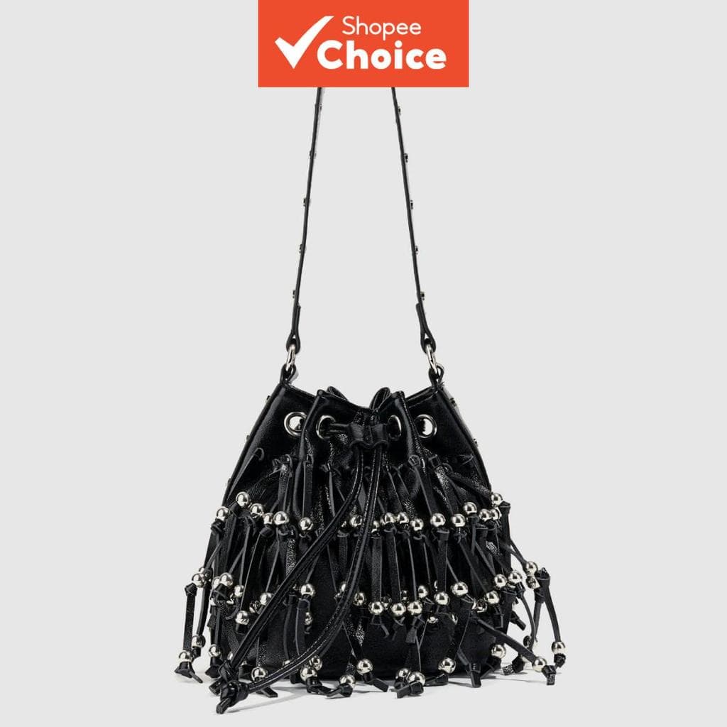 Bolsa tiracolo feminina vazada com tachas, estilo fashion europeu e americano, bolsa versátil e simples, sacola de mão,