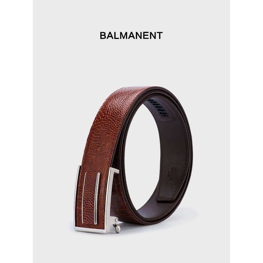 Bamart cinto masculino de couro genuíno luz luxo couro avestruz aço inoxidável fivela automática europeu americano negóc