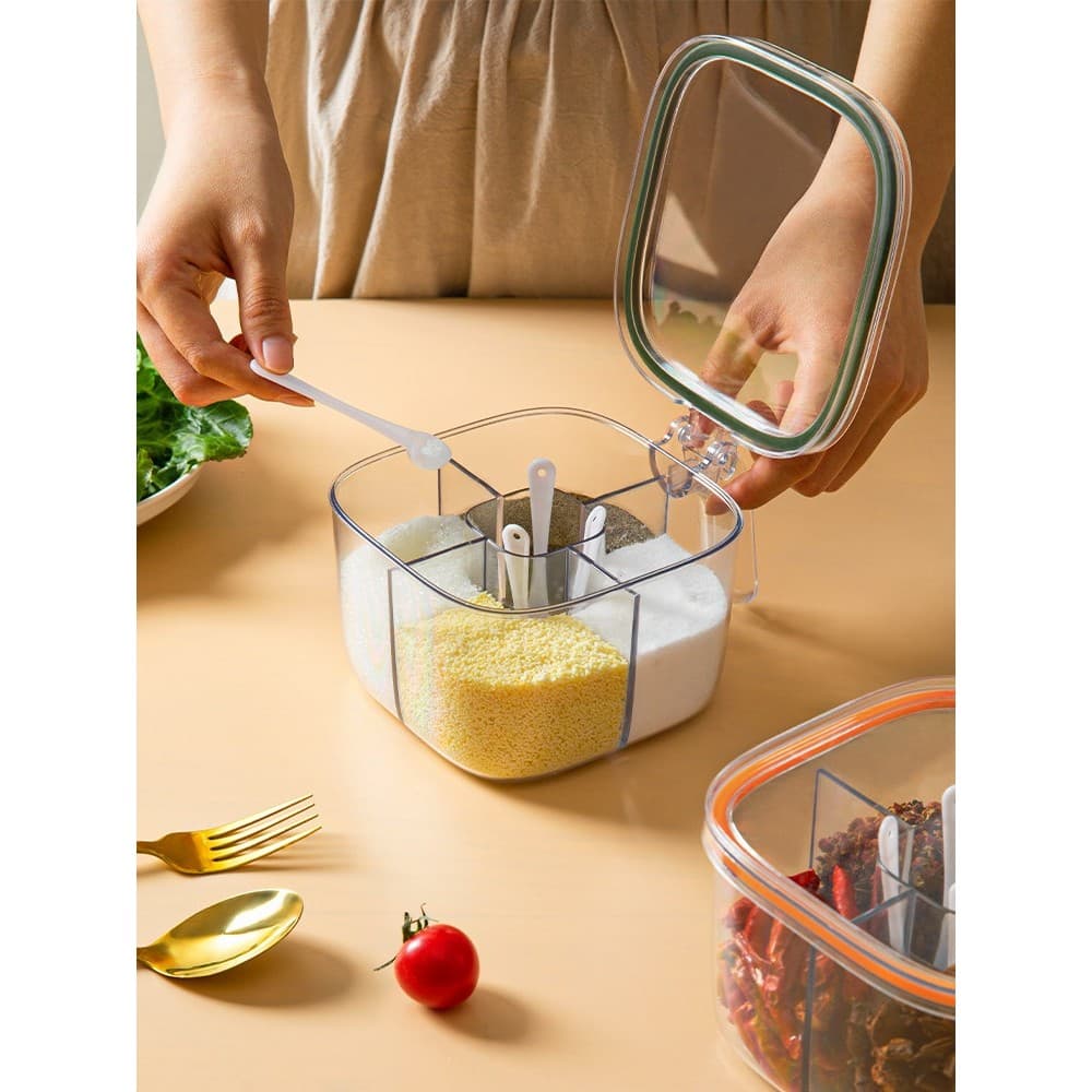Caixa de tempero de cozinha doméstica conjunto de combinação de tempero tudo-em-um Multi-grade caixa de tempero saleiro
