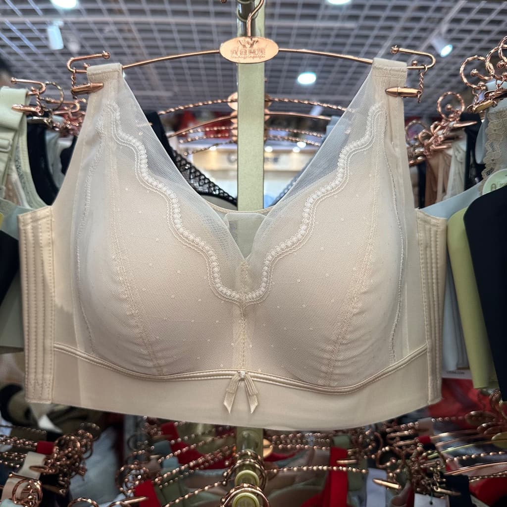 9933 peito grande capa completa fino D copo sutiã sem fio cinco Breasted tipo ajustável respirável confortável Push-Up r