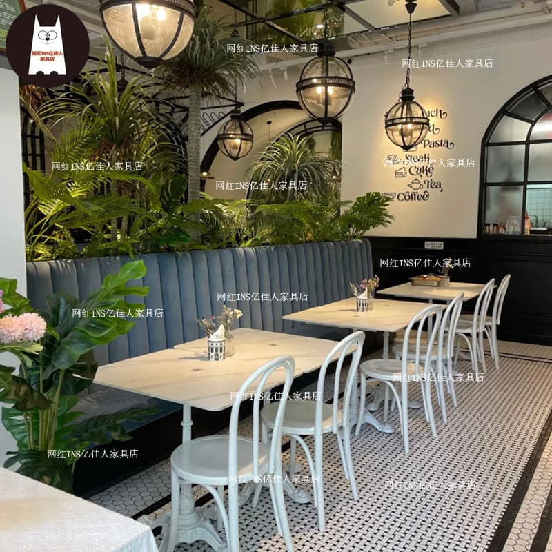Mesa de centro francesa restaurante cadeira combinação café cozimento sobremesa loja Bar ardósia mármore mesa de jantar