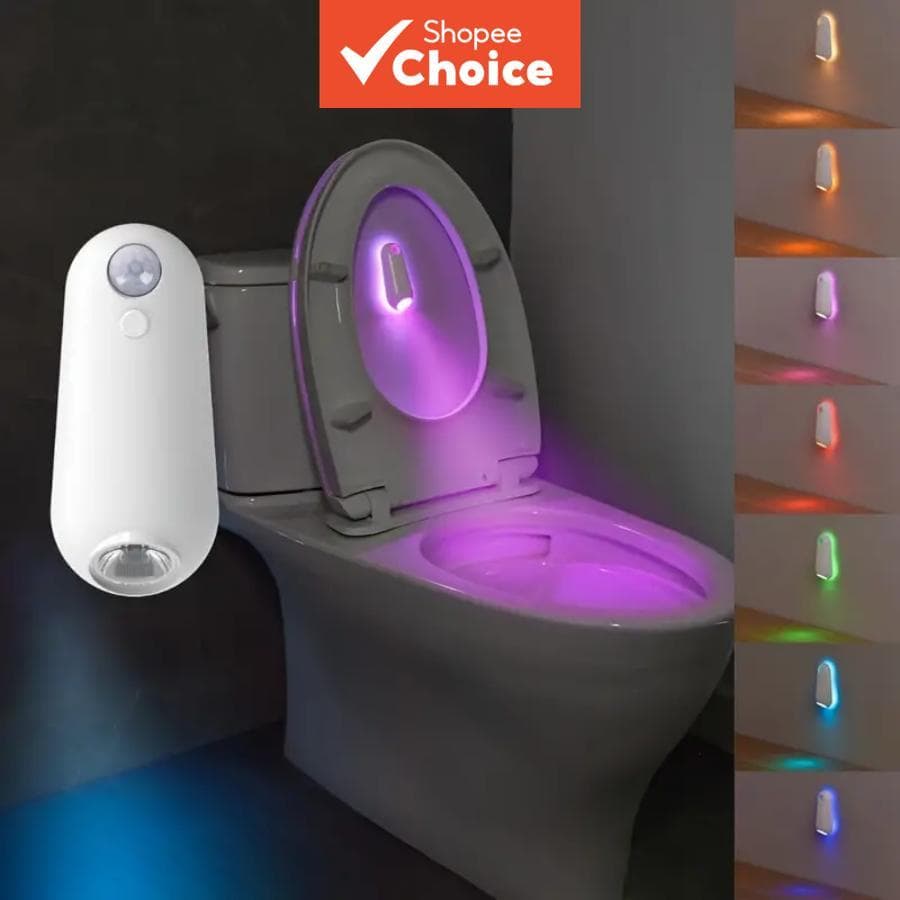 Luz noturna LED recarregável via USB com sensor de movimento - Luminária de parede de 8 cores para banheiro, fácil