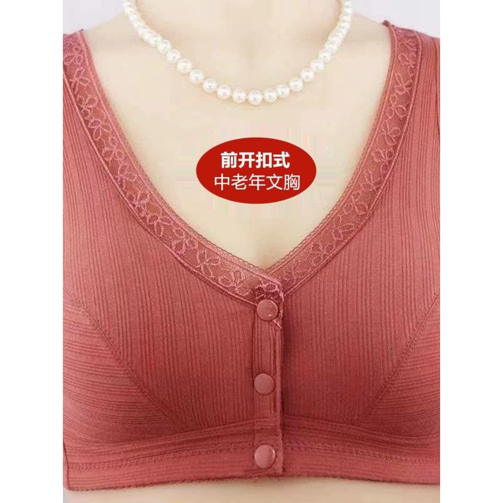 Mãe roupa interior sutiã de meia-idade mulheres idosas colete estilo fivela frontal tamanho grande 50 anos de idade sem