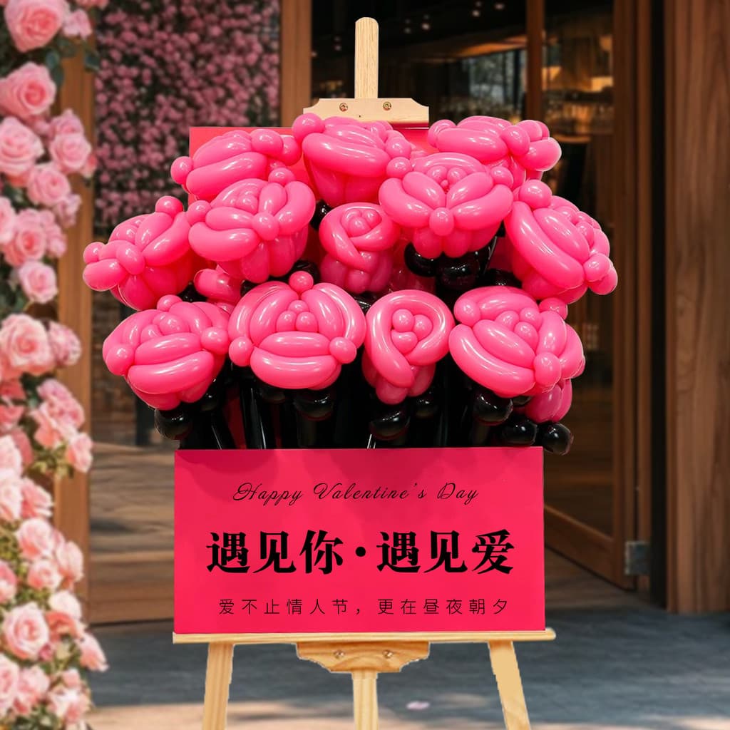 DIY balão buquê de rosas dia dos namorados cartão de boas-vindas presente atmosfera cerimônia decoração romântica adereç