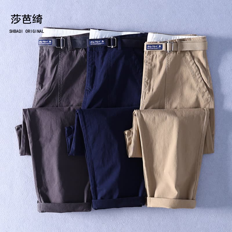 Primavera outono novo estilo cáqui All-Match calças casuais masculinas Ami cáqui solto cônico masculino em linha reta ca