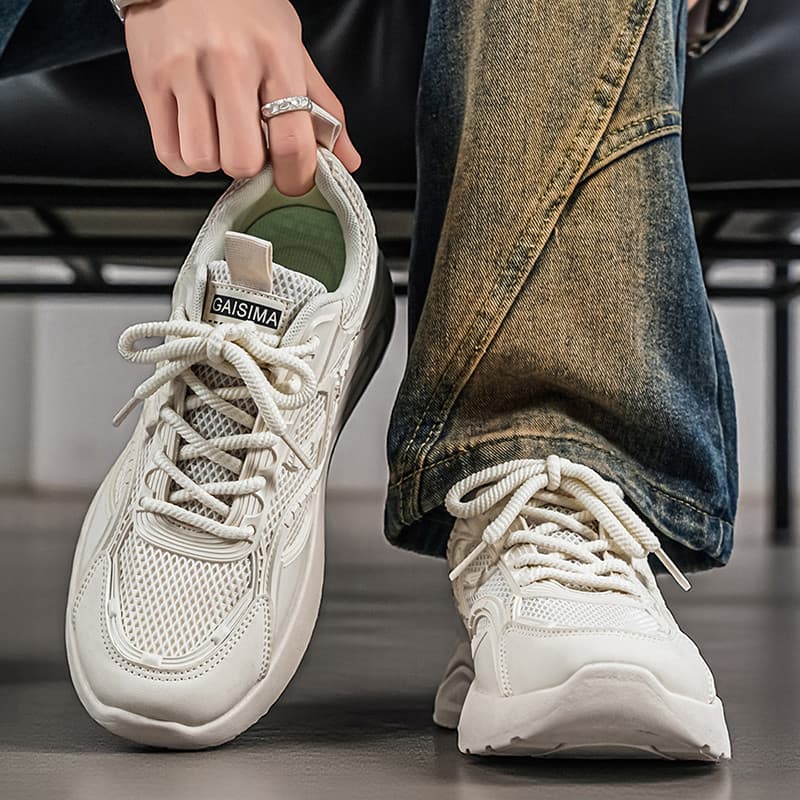 2026 verão novo estilo versão coreana na moda ins nicho de sola grossa papai sapatos masculinos respirável All-Match esp