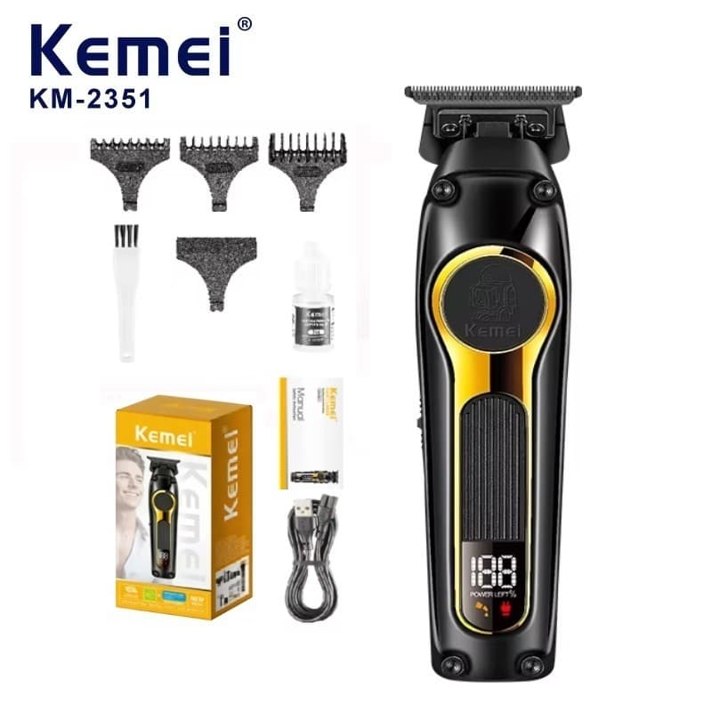 Maquina De Cortar Cabelo Profissional Recarregável Bivolt Kemei KM-2351