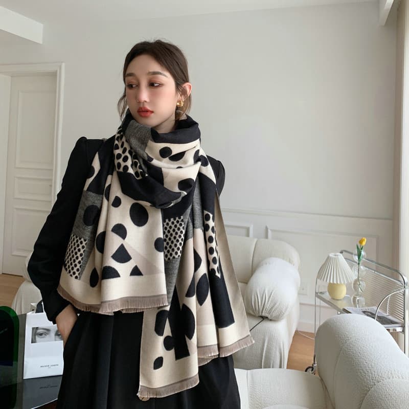 Lenço Feminino De Inverno Com Design Luxuoso E Xale Quente