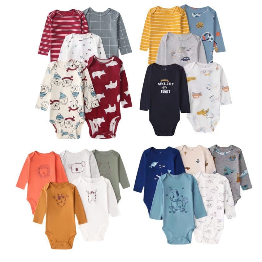 Body Para Bebê Menino Da Sorte/De Manga Comprida/Conjunto De Roupas De 5 Peças .