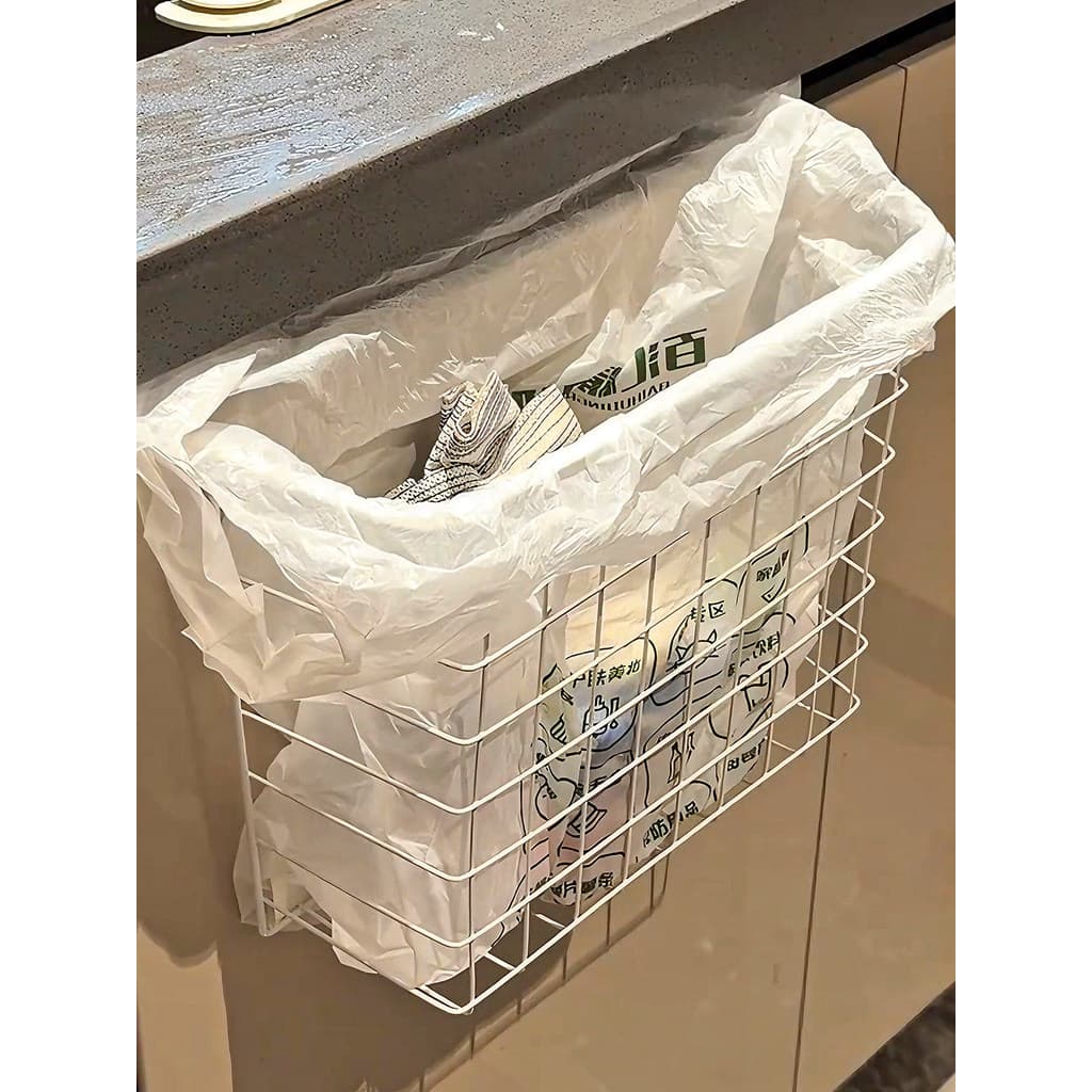 Porta do armário de cozinha sem curvatura, lata de lixo virada para pendurar, Rack de lixo perfurado de grande capacidad