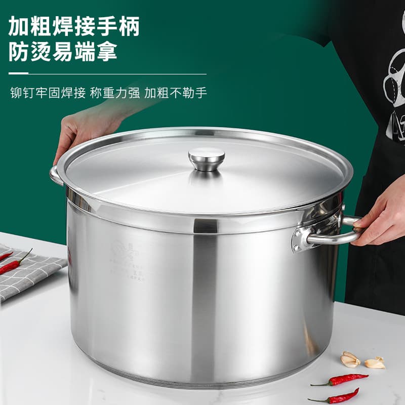 Pote de sopa de aço inoxidável de qualidade alimentar, fundo composto comercial de qualidade alimentar, balde de porco r