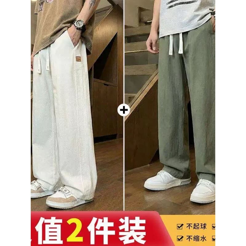Estilo japonês algodão linho calças casuais homens verão estilo fino All-Match adolescente cor sólida calças de perna la