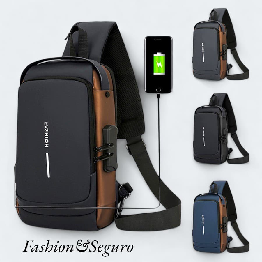 Bolsa De Peito Masculina À Prova D'água De Grande Capacidade Com Carregamento USB