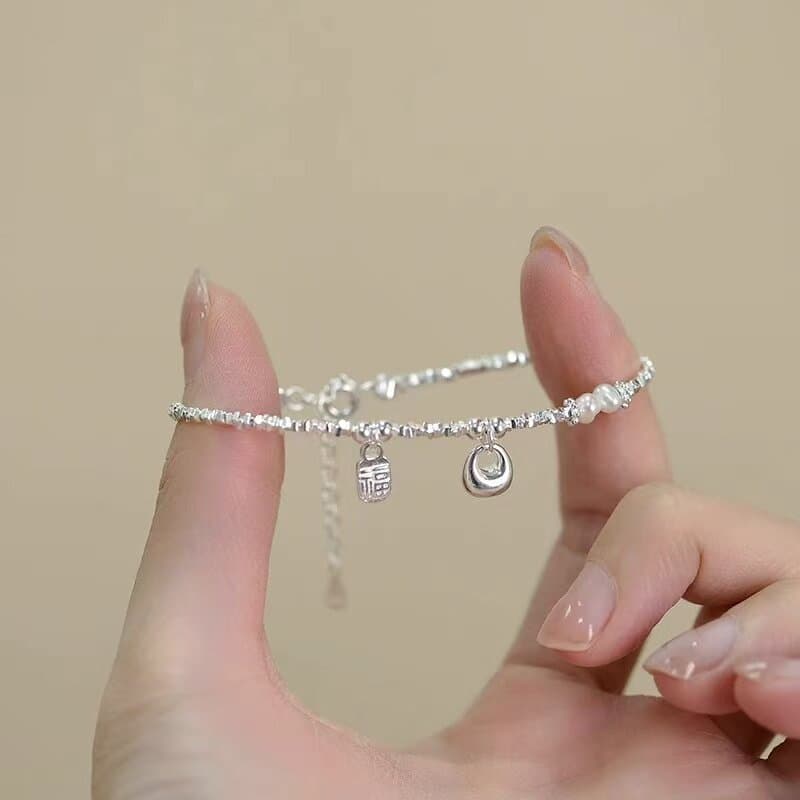 pulseira feminina pulseira 925 prata pequena fortuna saco nicho Design sentir temperamento All-Match quebrado pulseira d