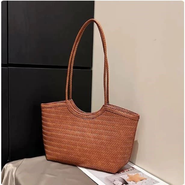 Retro sacola senhoras 2026 novo estilo High-End textura nicho Commuter tecido portátil cesta de vegetais bolsa de ombro