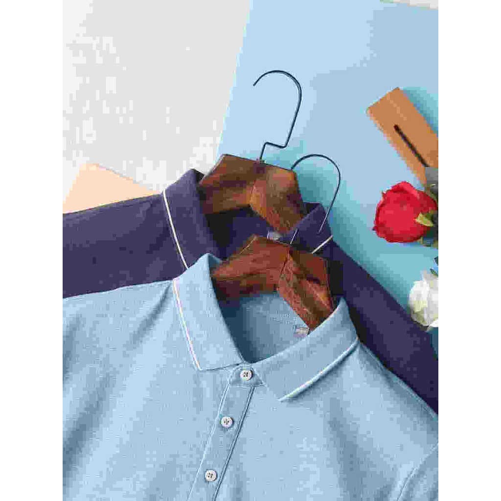 Série D HL22314 Masculino Juventude Verão Fino Negócios Casual Camiseta de Manga Curta Camisa POLO Lapela Slim-fit Moda