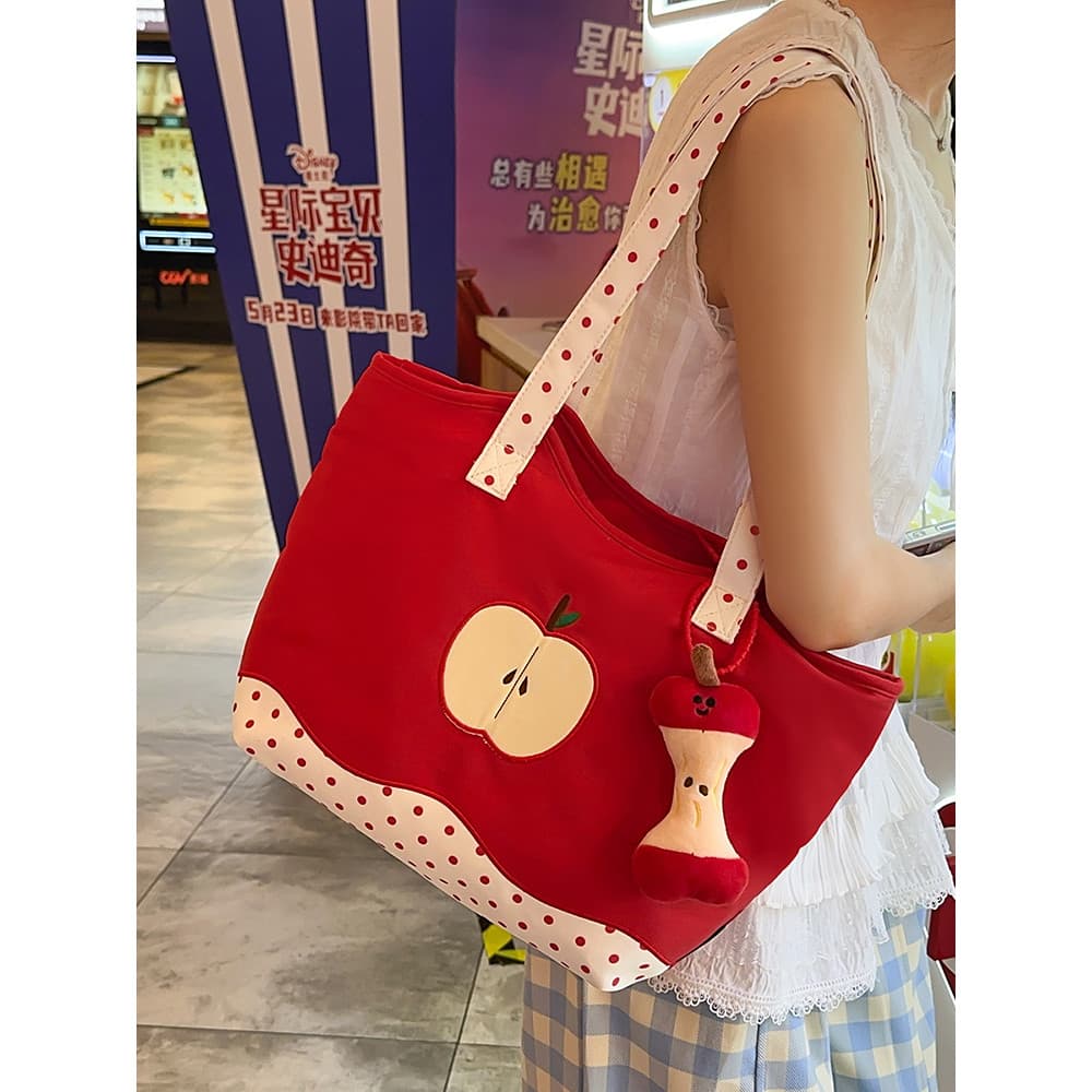 Nicho Design Original bonito Polka Dot bolsa de lona feminina 2025 novo estilo All-Match bolsa de ombro de grande capaci