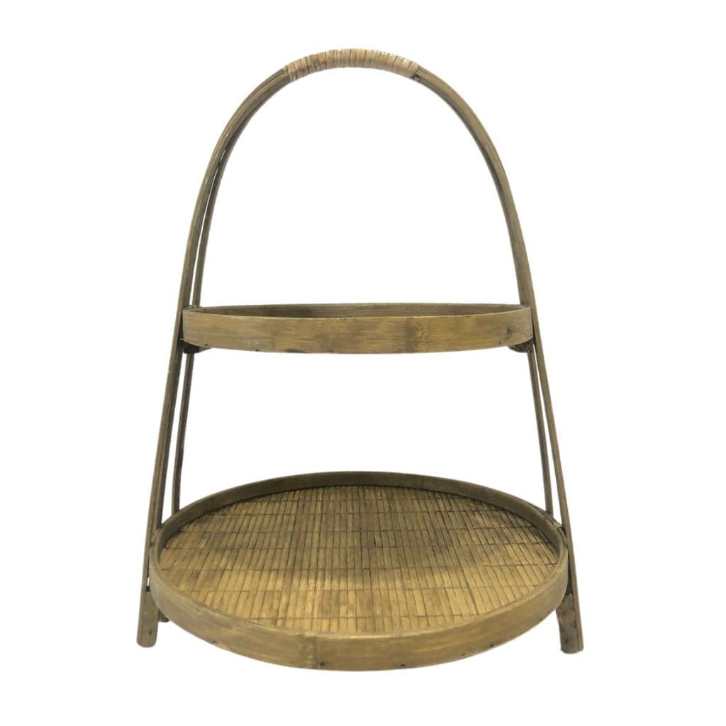 Suporte Para Doces com 2 Andares em Bambu Natural 43x30 cm