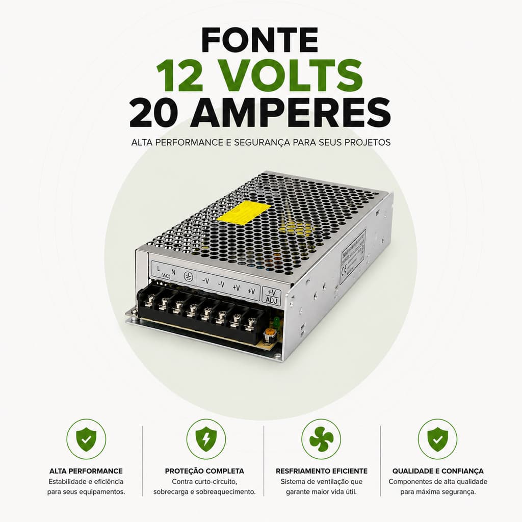 Fonte 12V 20A Colmeia P/ CFTV Bivolt