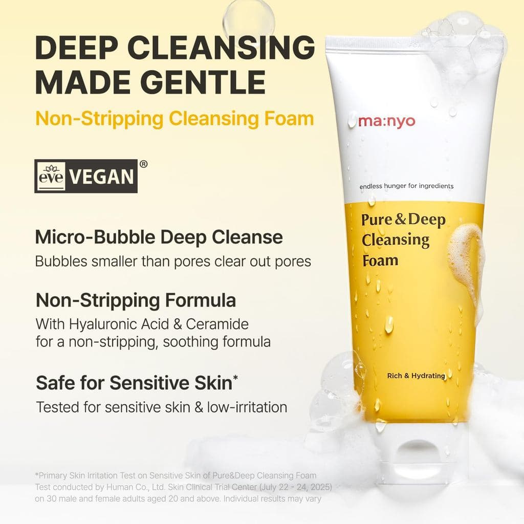 MANYO Pure&Deep Cleansing, Limpador Facial, para Limpeza Dupla, Limpador de Poros, Removedor de Cravos, Sabonete Facial