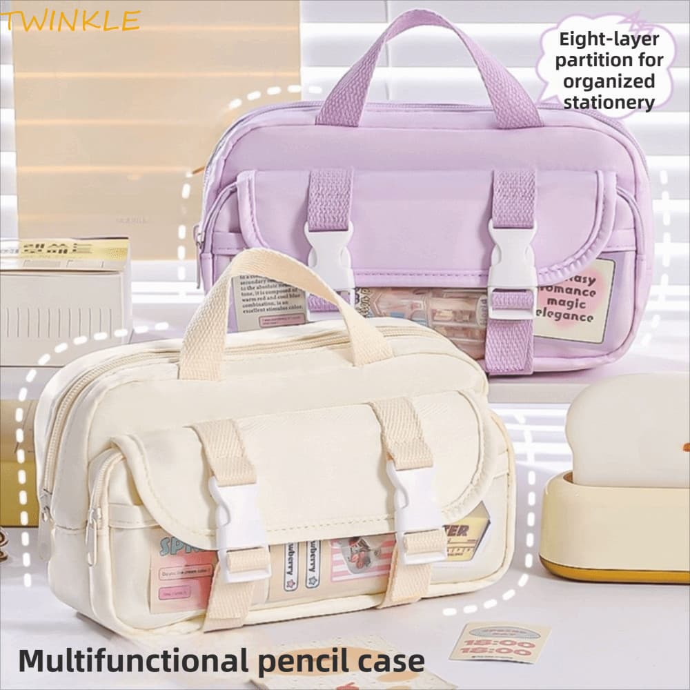 Estojo Para Caneta De Grande Capacidade TWINKLEO , Bolsa Japonesa Em Formato De Torrada Com Suporte Telefone ,