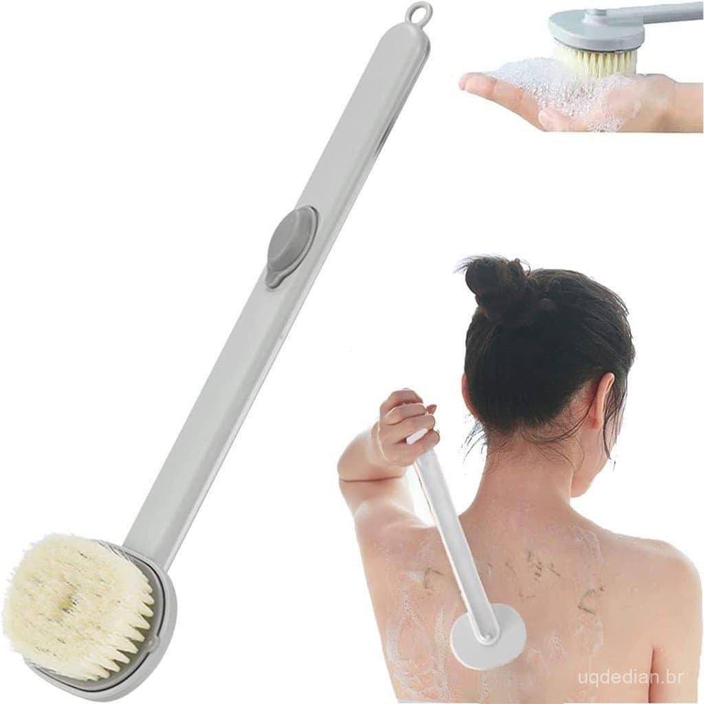 Escova de banho esfoliante com dispensador de sabão de cabo longo, reutilizável, sabão líquido para banho, limpeza profu