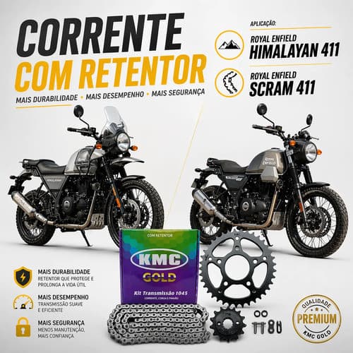 Kit Relação Transmissão Himalayan 411 Scram 411 Com Retentor Preto
