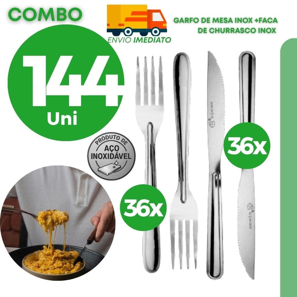 Conjunto Garfo Faca Aço Inoxidável Atacado Grande Escala Distribuidor Regional Comercial Restaurante Fino