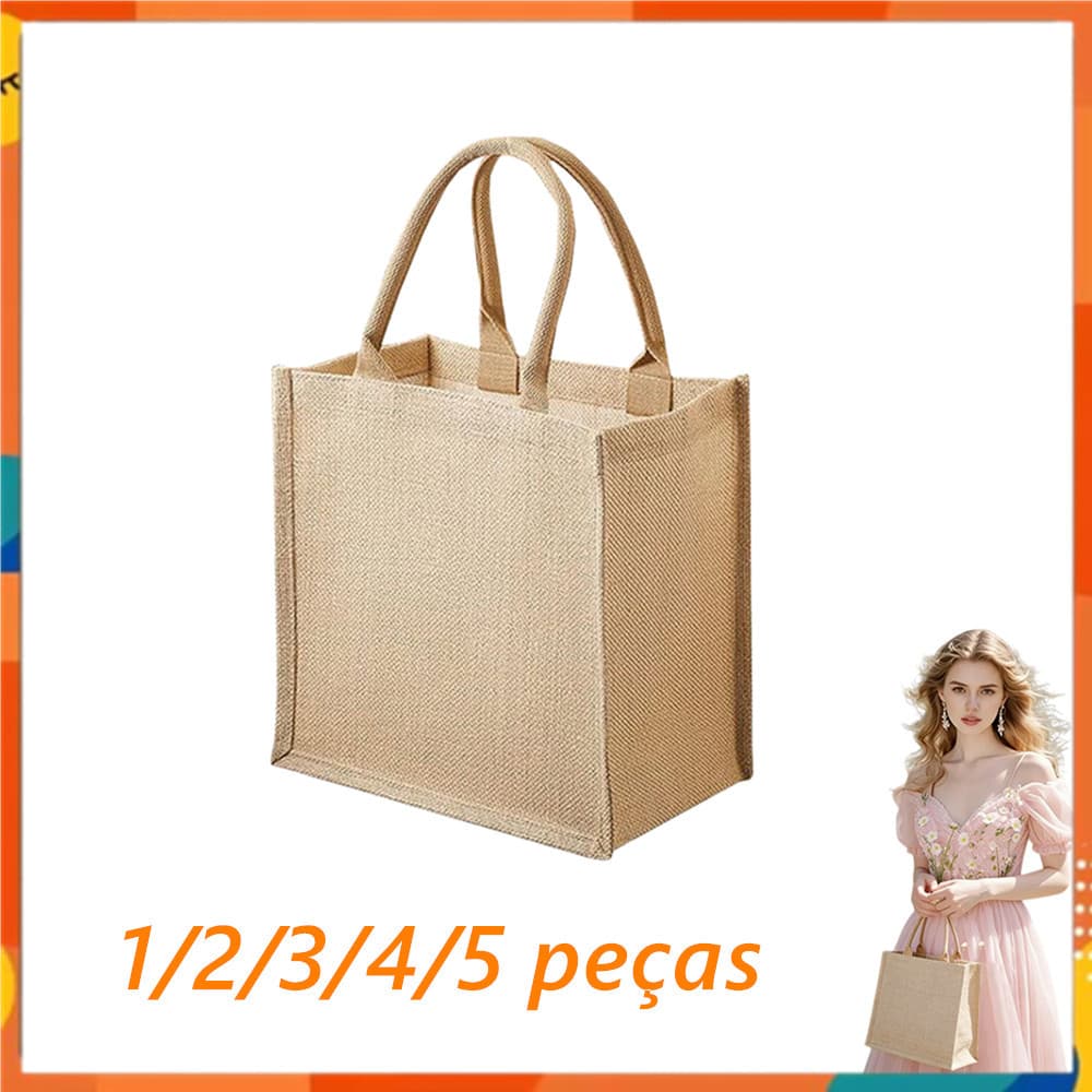 1-5 peças, bolsa de linho grosso, bolsa de praia reutilizável, bolsa de presente DIY para dama de honra de casamento
