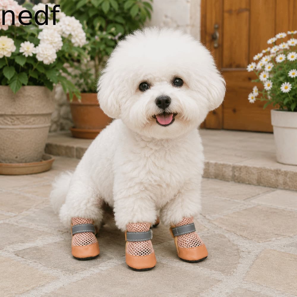 NEDFS 4 Pçs/SET Tênis Para Cães , Sapatos De Malha Ajustáveis E Resistentes Ao Desgaste Animais De Estimação , Protetor