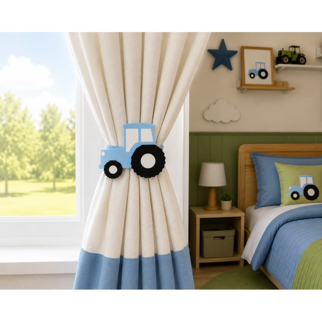 Prendedor de Cortina Infantil Trator Decorativo Quarto Menino