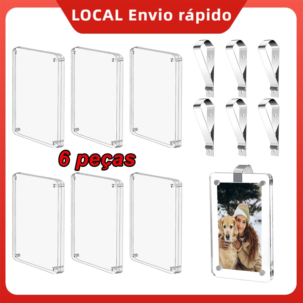 6 Peças Suporte Foto Acrílico Transparente Viseira Carro, Exiba Fotos Familiares Pets Decoração